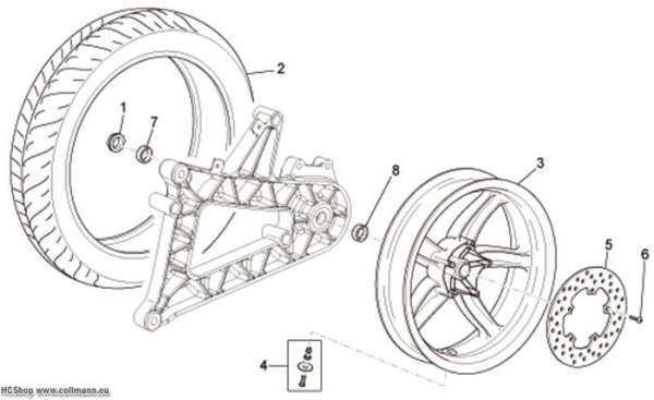 Aprilia Hinterrad Scarabeo IE Light 125/200