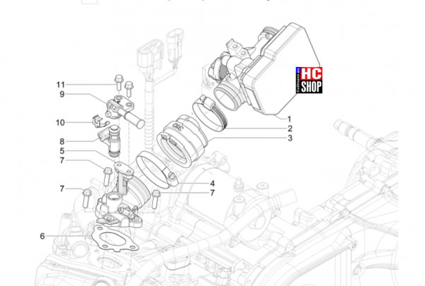 Piaggio MP3 310 HPE Sport E5+ - Motor - Drosselkörper-Einspritzdüse-Ansaugstutzen