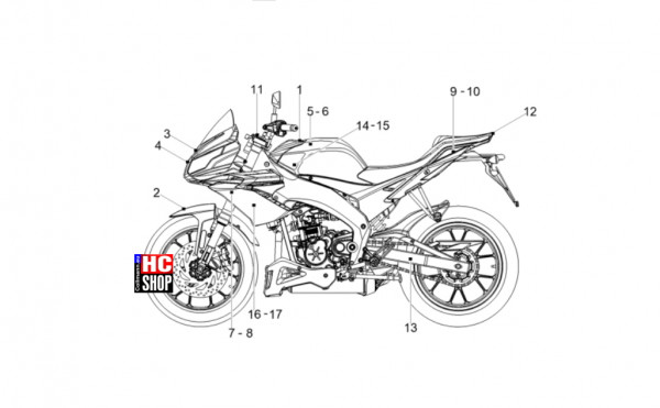 Aprilia Tuono 125 E5+ - Aufbau - Deko