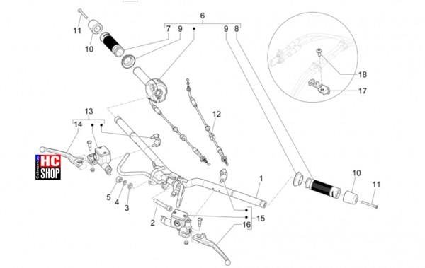 Vespa GTV 300 HPE RST - Lenker-Lenkung - Lenker-Hauptbremszylinder