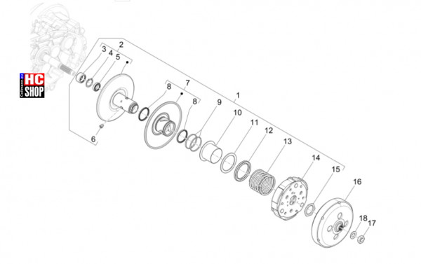 Vespa Sprint S 125 E5+ - Motor - Getriebe Riemenscheibe