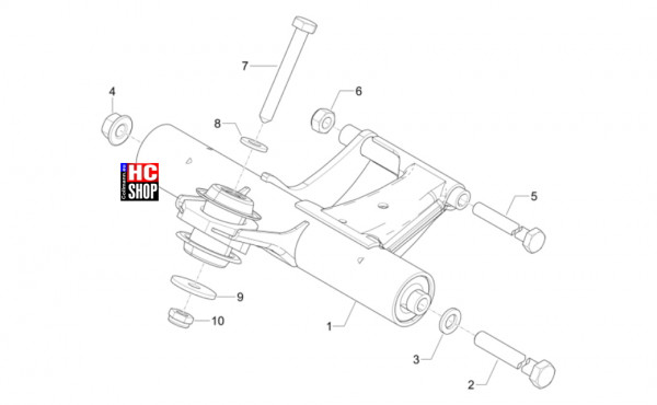 Vespa Sprint S 50 E5 - Radaufhängungen - Schwingarm