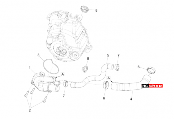 Vespa GTV 300 HPE E4 ABS Motor Wasserpumpe