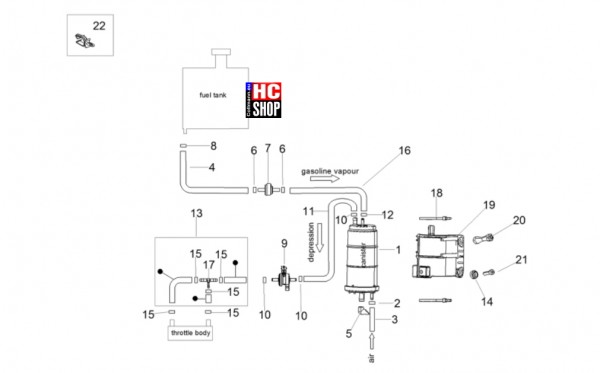 Aprilia RSV4 1100 Factory E5 - Tank - Benzindampfrückf.-Anlage