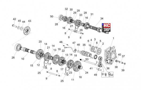 Aprilia Tuono V4 Factory 1100 E5 SE 09 SBK - Schaltgetriebe-Zahnräder