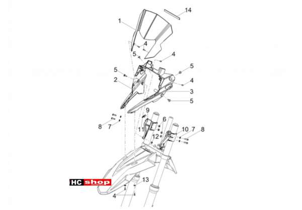 Aprilia SX 50 E4 Aufbau Windschild