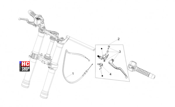 Aprilia RS 457 8V E5 - Lenkstange-Schaltungen - Kupplungssteuerung