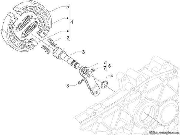 Piaggio Hinterbremse - Bremsbackensatzen Fly 50 4T
