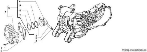 Vespa Gruppe zylinder-kolben-kolbenbolzen 50 4T