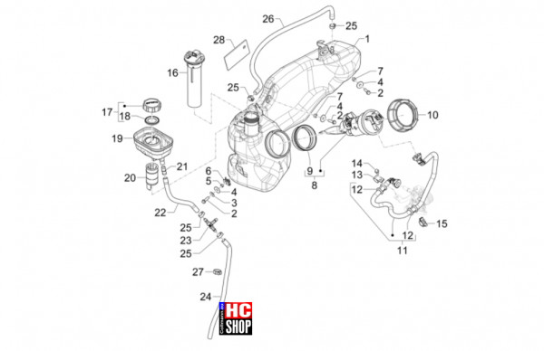 Piaggio Liberty 125 iget E5+ - Fahrgestell-Karosserie - Kraftstofftank
