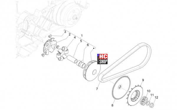 Vespa Primavera 50 TECH E5 - Motor - Antriebsriemenscheibe