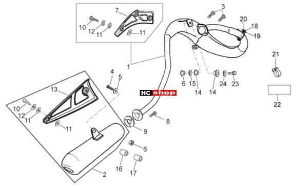 Aprilia SX 50 E2 Rahmen Auslassgruppe