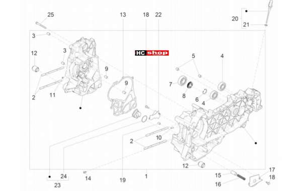 Vespa GTV 300 SEI GIORNI Motor Kurbelwellengehäuse