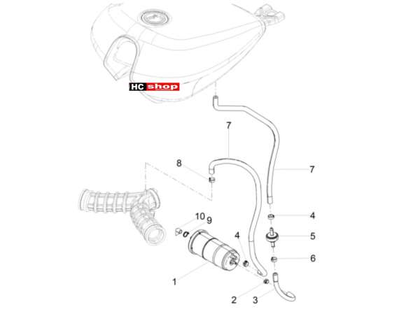 Moto Guzzi V7 III Night Pack 750 Tank Benzindampfrückführungs Anlage