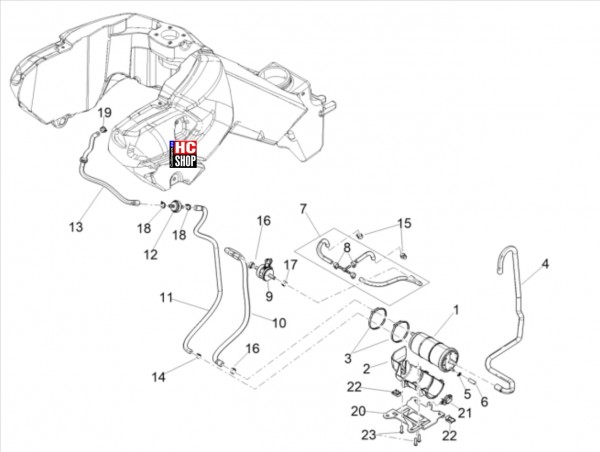 Aprilia Tuareg 660 Tank Benzindampfrückführungs Anlage