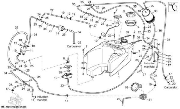 Aprilia Rückf.-Anlage I Scarabeo Light Carb. 125/200
