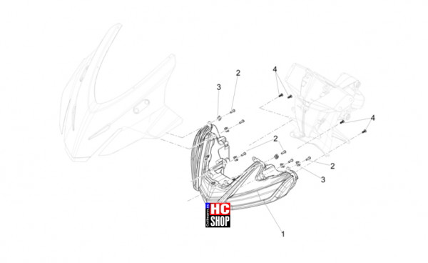 Aprilia RS 457 8V E5 - Vordere Lichter-Instrumente - Vorderleuchten