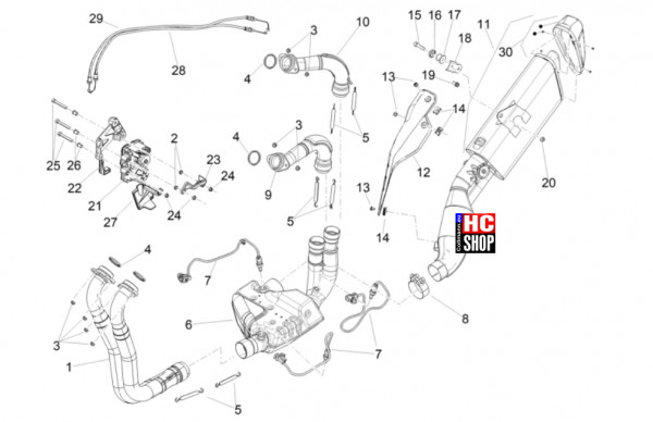 Aprilia Tuono V4 Factory 1100 E5+ - Motor - Auspufftopf
