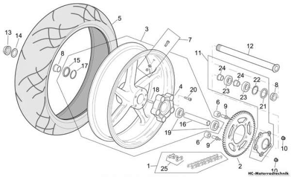 Aprilia Hinterrad Vers.R RSV 1000