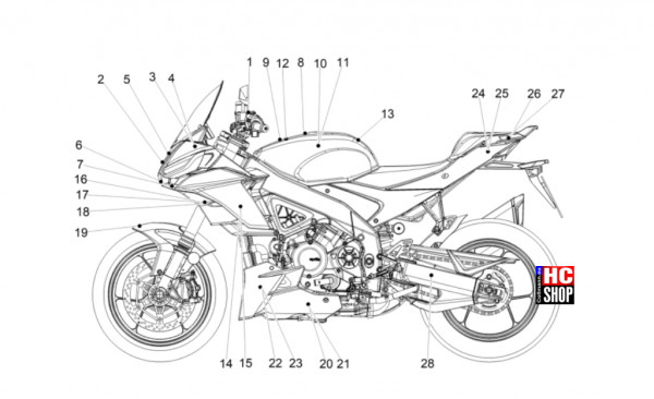 Aprilia Tuono V4 Factory 1100 E5 SE 09 SBK - Aufbau - Deko