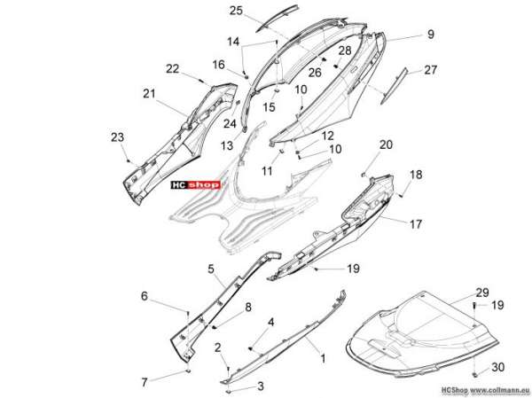 Piaggio Seitenabdeckung - Spoiler Fly 50 4t 4v