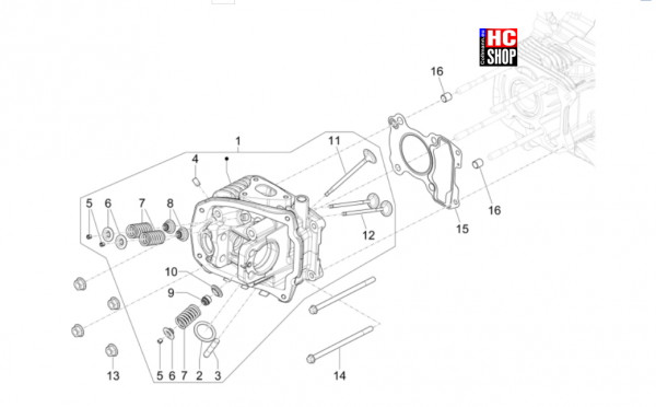 Vespa Primavera 125 TECH E5 - Motor - Einheit Kopf-Ventil