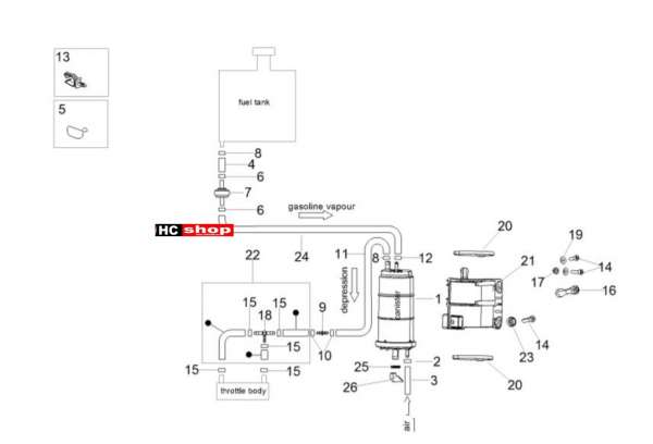 Aprilia RSV4 1100 Racing Factory E4 ABS Tank Benzindampfdrückanlage