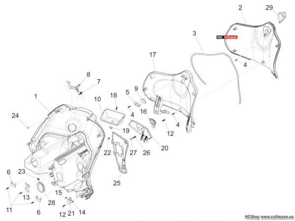 Piaggio Fly 50 4T Vorderes Handschuhfach - Schild-Rückseit