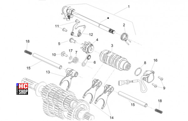 Aprilia RS 660 E5+ - Motor - Schaltgetriebe-Schaltgabel