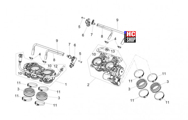 Aprilia Tuono V4 Factory 1100 E5 SE 09 SBK - Motor - Klappenkörper