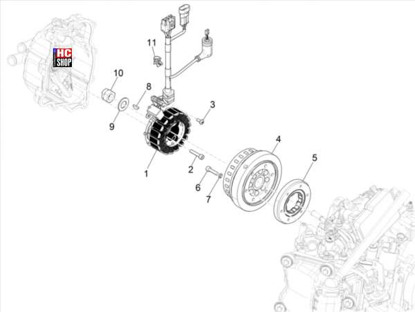 Vespa GTS 300 hpe E5 Motor Lichtmaschine