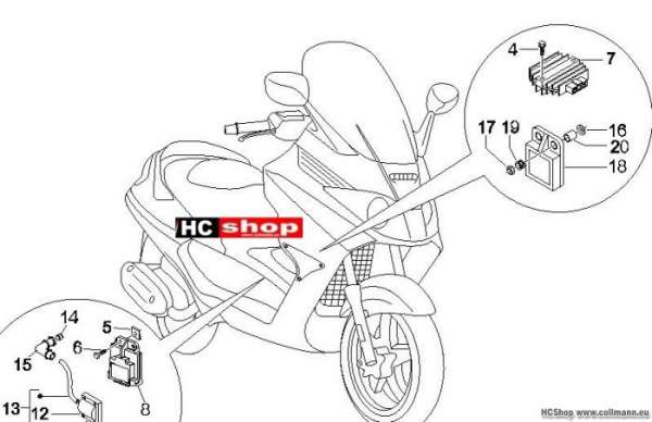 Piaggio Spannungsreglerern - Elektronisches X8 125