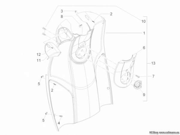 Piaggio Vorderes Handschuhfach - Schild. Carnaby 125