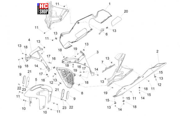 Aprilia RSV4 1100 Factory SE-09 SBK - Aufbau - Vorderes Schutzblech-Stütze