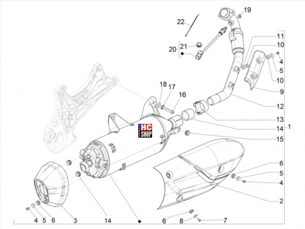 Beverly 300 HPE E5 - Motor - Auspufftopf