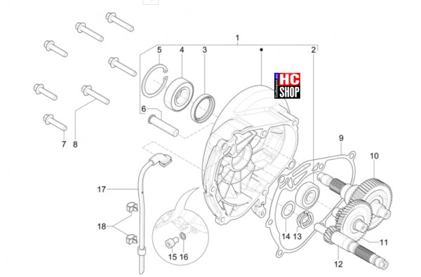 Vespa Primavera Elettrica 45 KM/H- Elektromotor - Einheit Getriebe