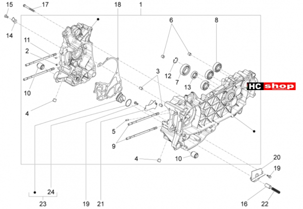 Vespa Primavera 125 4T E4 - Motor Kurbelwellengehuse