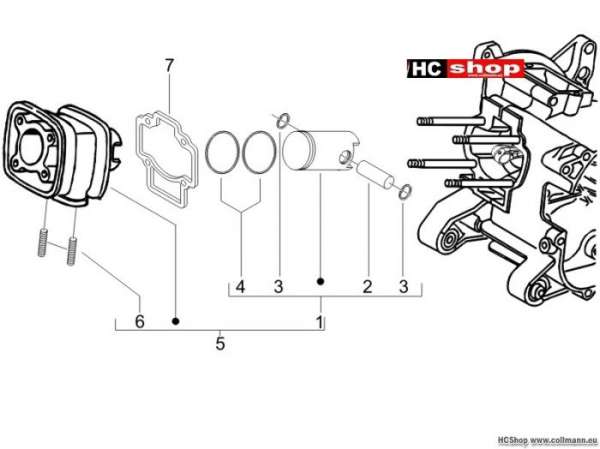 Gilera Einheit Zylinder-Kolben-Kolbenbolzen Runner 50 SP