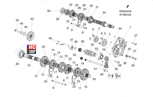 Aprilia RSV4 1100 Factory SE-09 SBK - Motor - Schaltgetriebe-Zahnräder