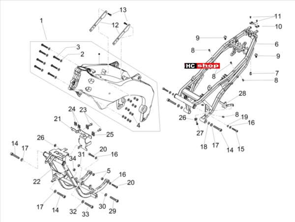 Aprilia RS4 50 2T E4 - Rahmen komplett