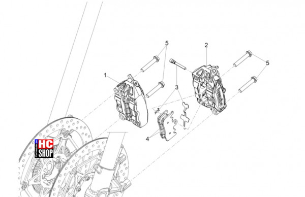 Moto Guzzi V100 Mandello Wind Tunnel E5+ - Bremsanlage - Vorderradbremszange