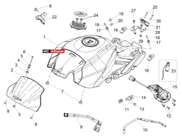 Aprilia Tuono V4 1100 RR E4 ABS Tank Kraftstofftank