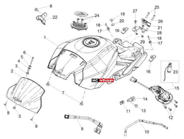 Aprilia Tuono V4 Factory 1100 Superpole Kraftstofftank
