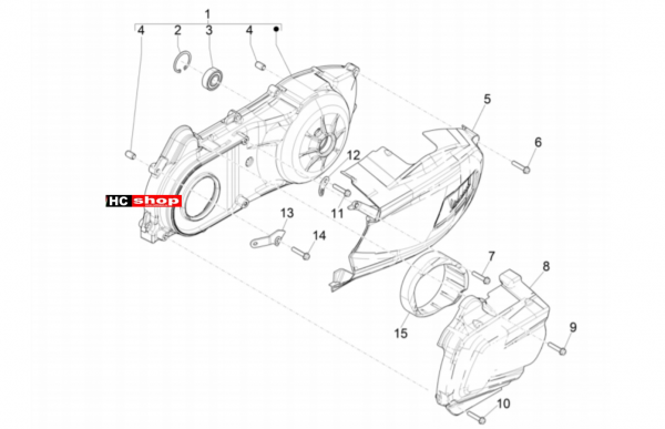 Vespa GTV 300 HPE E4 ABS Motor Kurbelwellendeckel