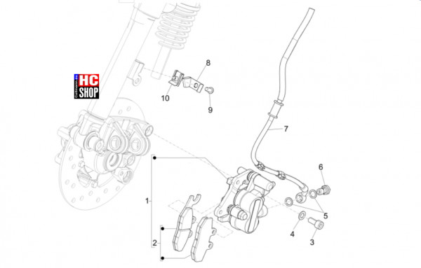 Vespa Primavera 50 TECH E5 - Bremsanlage-Bowdenzüge - Bremschlauchen-Bremszangen