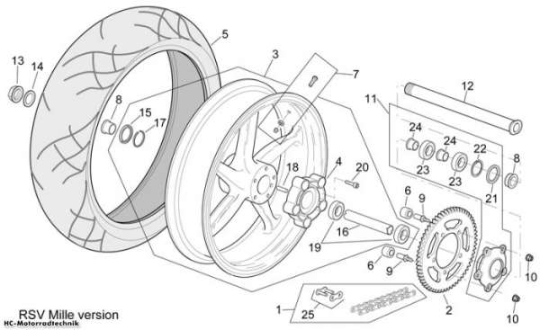 Aprilia Hinterrad Vers. RSV Mille RSV 1000