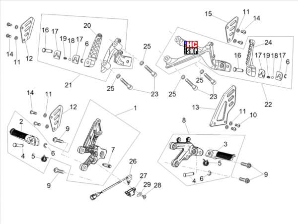 Aprilia RSV4 1100 Factory E5 - Rahmen - Fußrasten