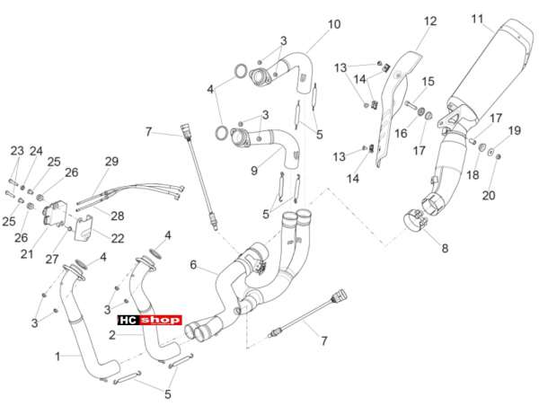 Aprilia RSV 4 1000 RR E4 ABS Motor Auspuffrohr