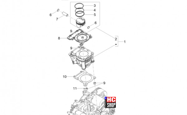 Aprilia Tuono 125 E5+ - Motor - Zylinder-Kolben