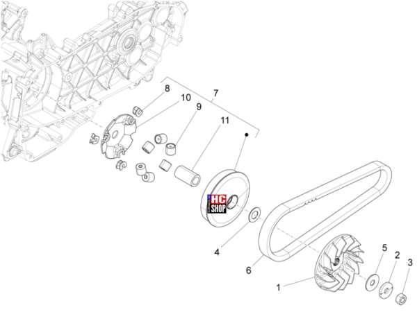 Vespa Primavera 125 E5 Motor Antriebsriemenscheibe